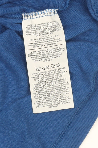 Nike Mens Blue Small Crew Neck Logo Cotton T-Shirt