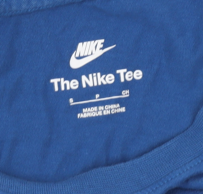 Nike Mens Blue Small Crew Neck Logo Cotton T-Shirt