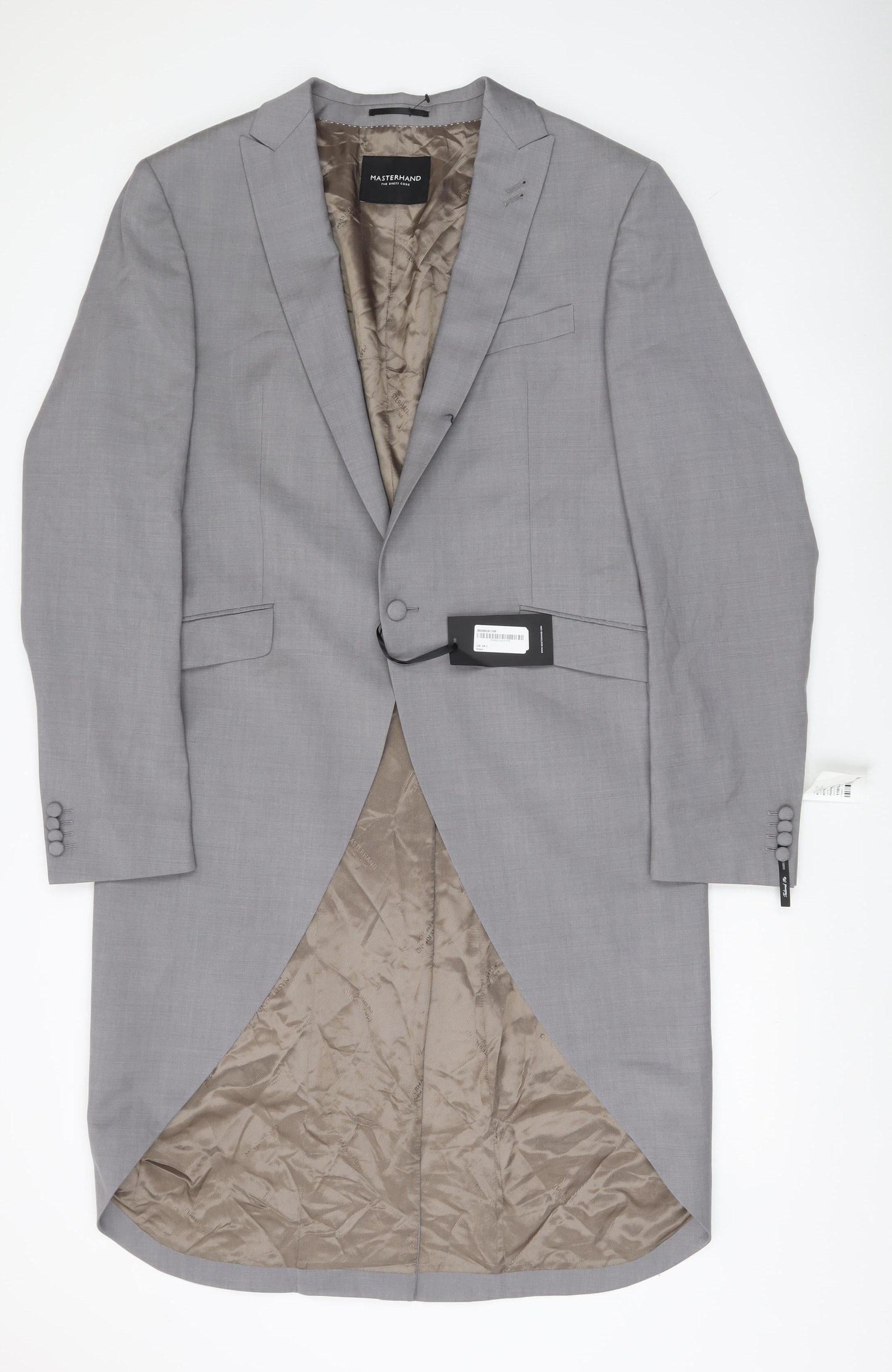 Masterhand Men’s Grey Long Formal Blazer Jacket Size 46L