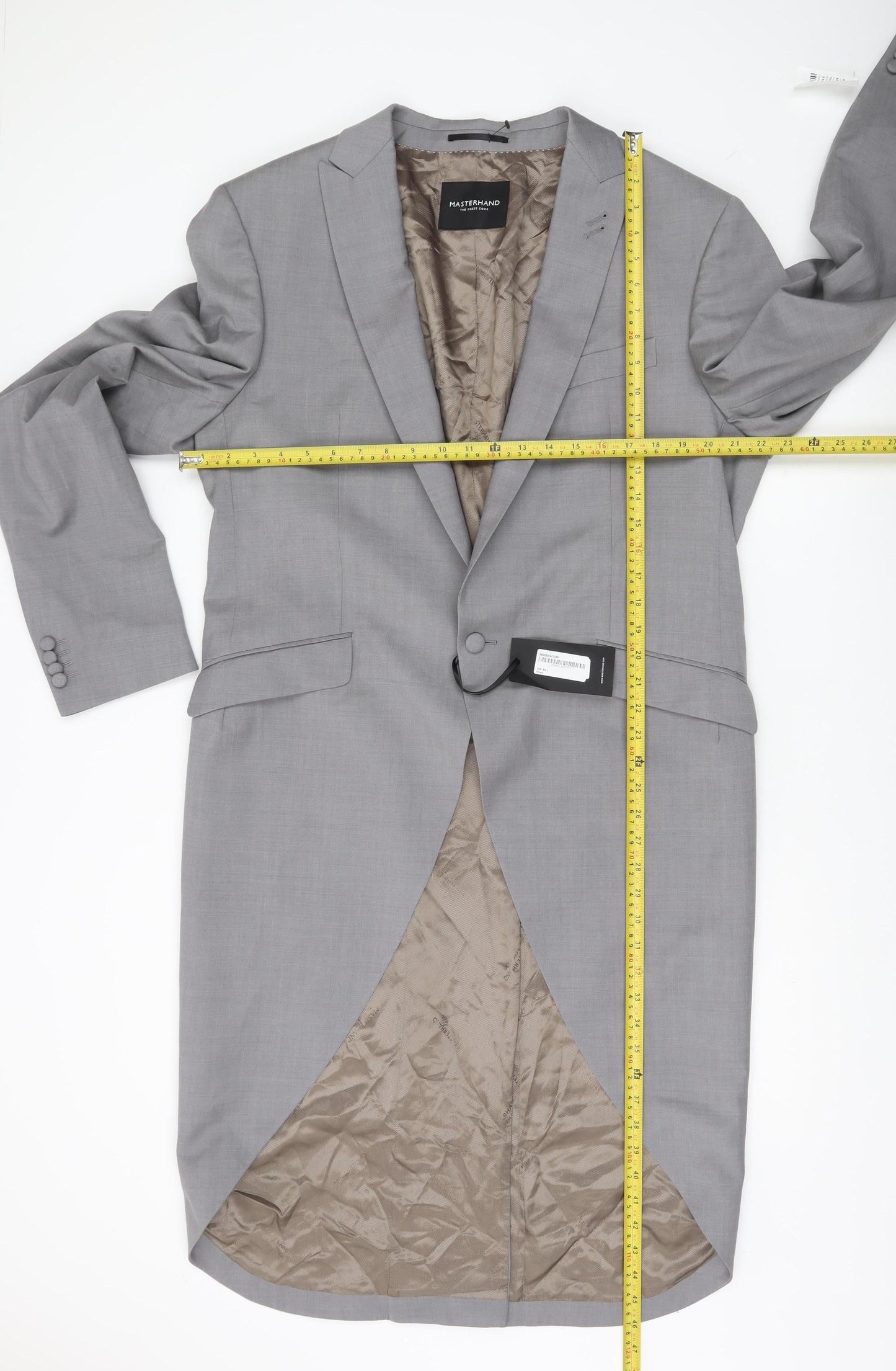 Masterhand Men’s Grey Long Formal Blazer Jacket Size 46L