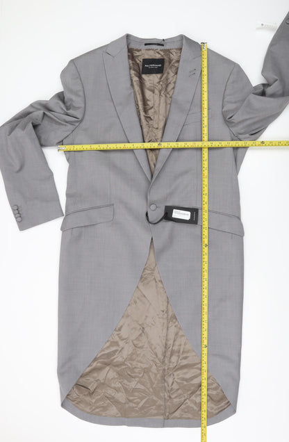 Masterhand Men’s Grey Long Formal Blazer Jacket Size 46L