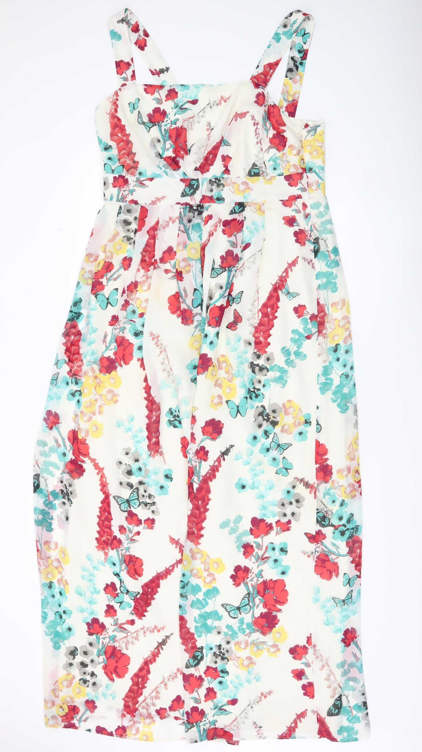 Monsoon Womens Multicoloured Floral Midi A-Line Dress Size 16