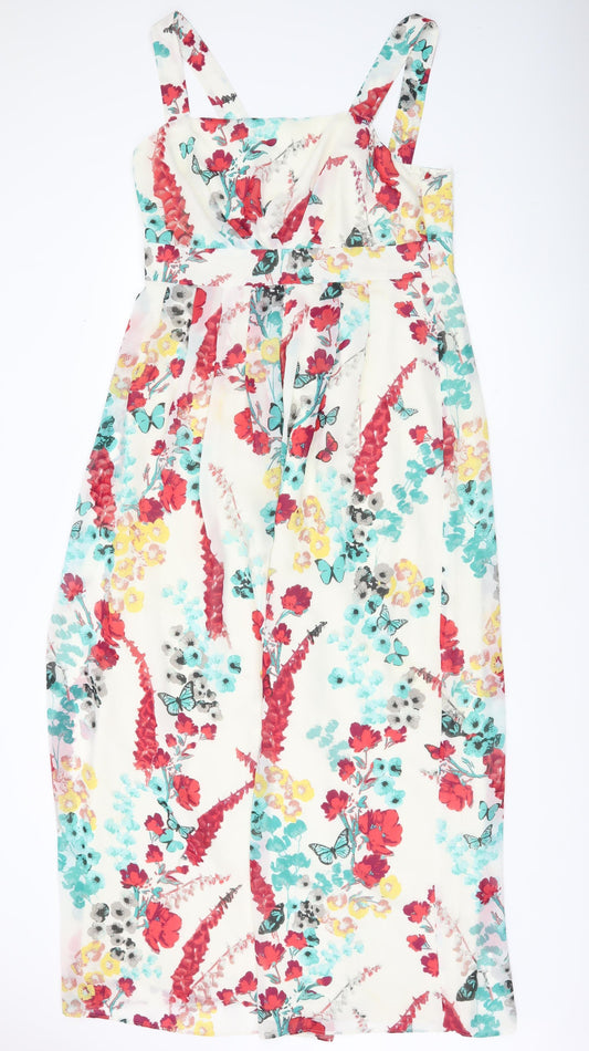 Monsoon Womens Multicoloured Floral Midi A-Line Dress Size 16