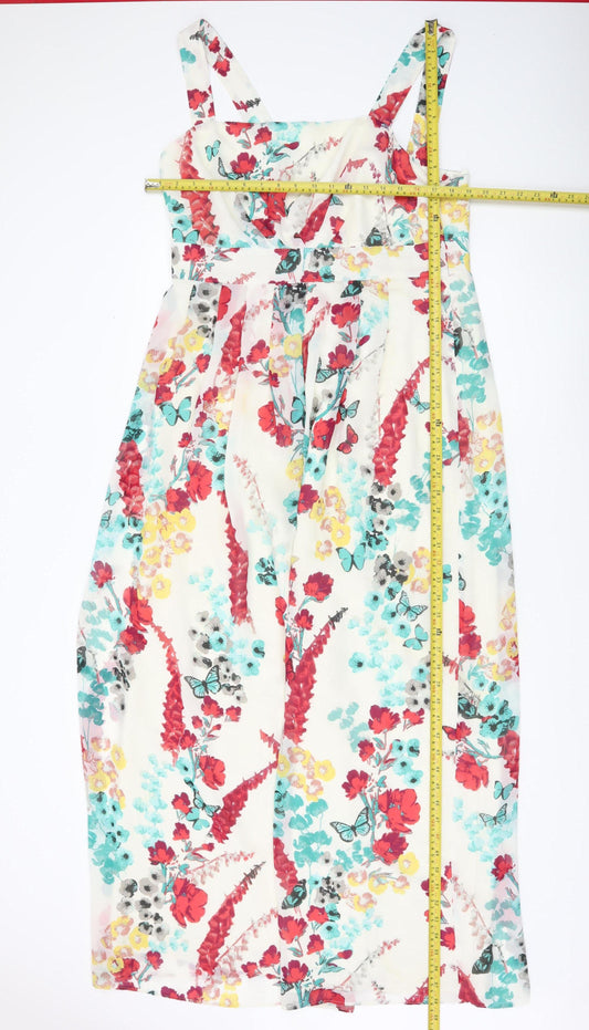 Monsoon Womens Multicoloured Floral Midi A-Line Dress Size 16