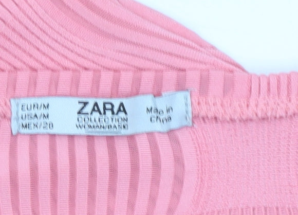 Womens UK Size M Zara Pink Basic Blouse