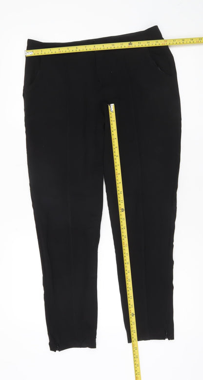 Missguided Women Black Slim Fit Trousers Size 10 with Ankle Zip