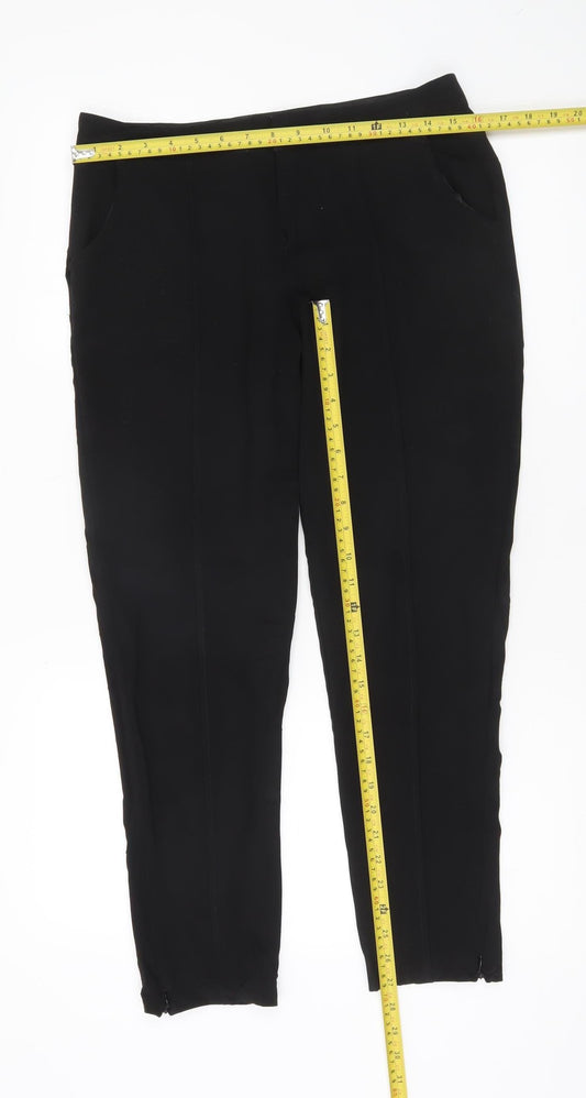 Missguided Women Black Slim Fit Trousers Size 10 with Ankle Zip