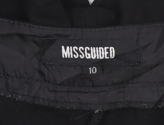 Missguided Women Black Slim Fit Trousers Size 10 with Ankle Zip