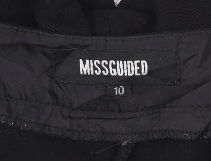 Missguided Women Black Slim Fit Trousers Size 10 with Ankle Zip