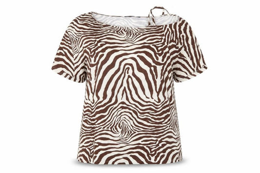 Everyday Women’s Brown Zebra Print Short Sleeve T-Shirt Size 20