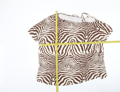 Everyday Women’s Brown Zebra Print Short Sleeve T-Shirt Size 20