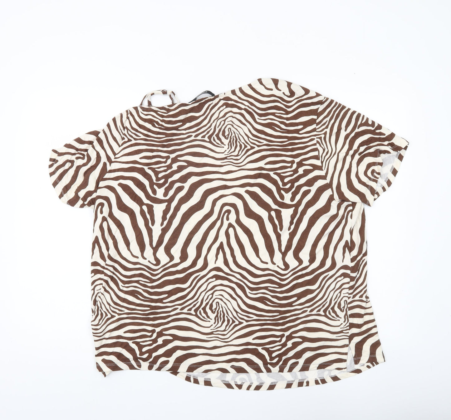 Everyday Women’s Brown Zebra Print Short Sleeve T-Shirt Size 20