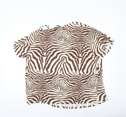 Everyday Women’s Brown Zebra Print Short Sleeve T-Shirt Size 20