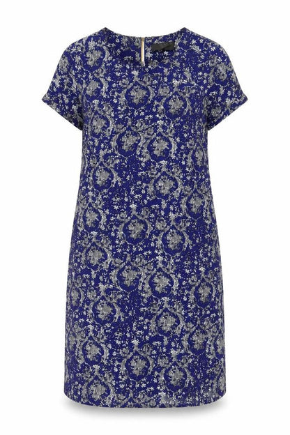 AX Paris Women Blue Floral Shift Dress Size 10 Short Sleeve