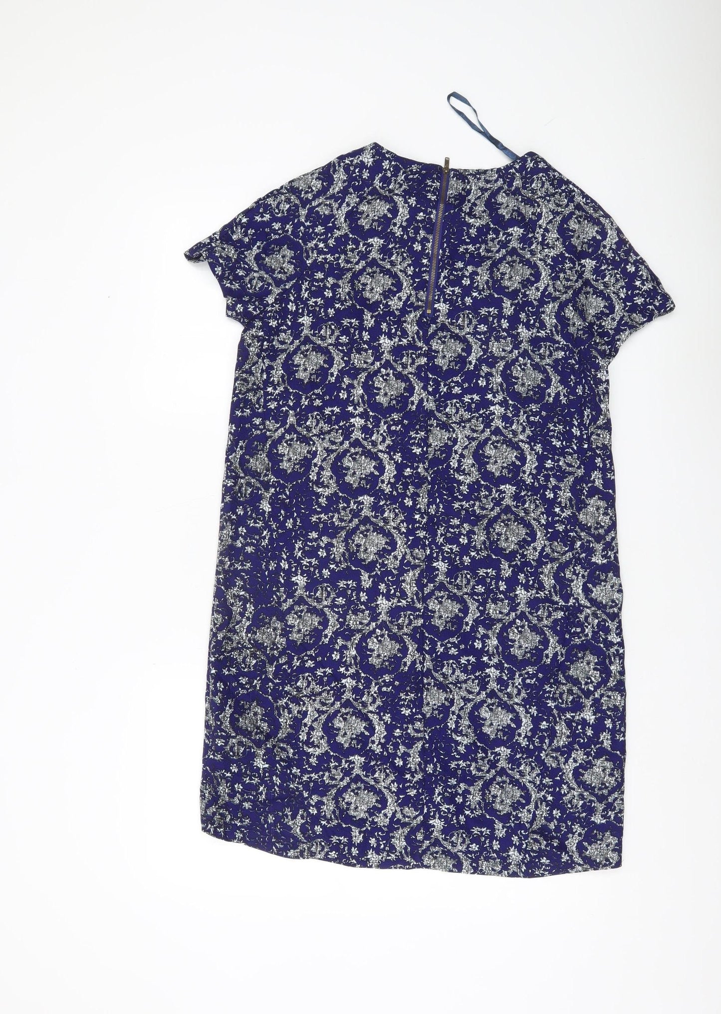 AX Paris Women Blue Floral Shift Dress Size 10 Short Sleeve