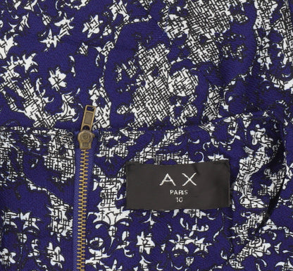 AX Paris Women Blue Floral Shift Dress Size 10 Short Sleeve