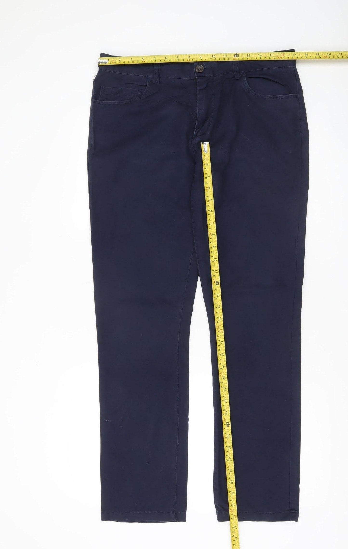 Steel & Jelly Men's Blue Slim Fit Chino Trousers Size 34R