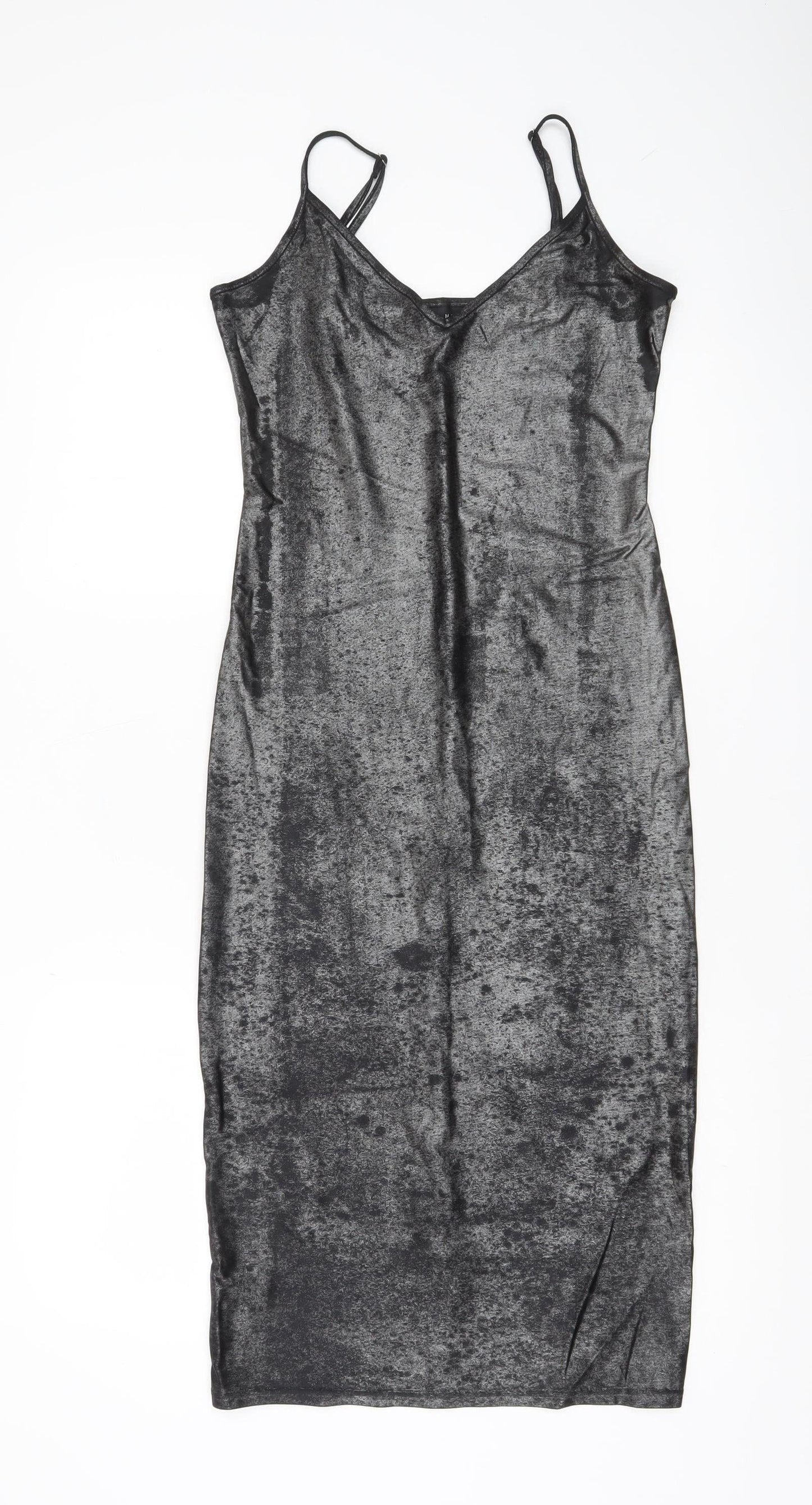 Karen Millen Women’s Grey Velvet Slip Dress UK 8 Midi Partywear