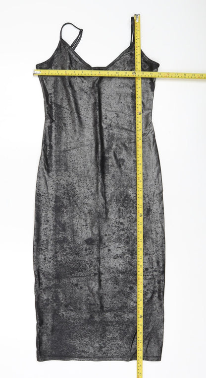 Karen Millen Women’s Grey Velvet Slip Dress UK 8 Midi Partywear