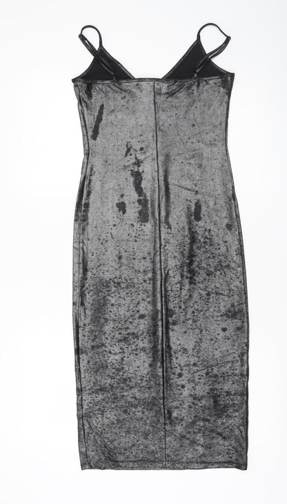 Karen Millen Women’s Grey Velvet Slip Dress UK 8 Midi Partywear