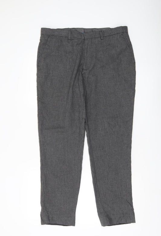 Taylor & Wright Men’s Grey Check Dress Trousers Size 34S