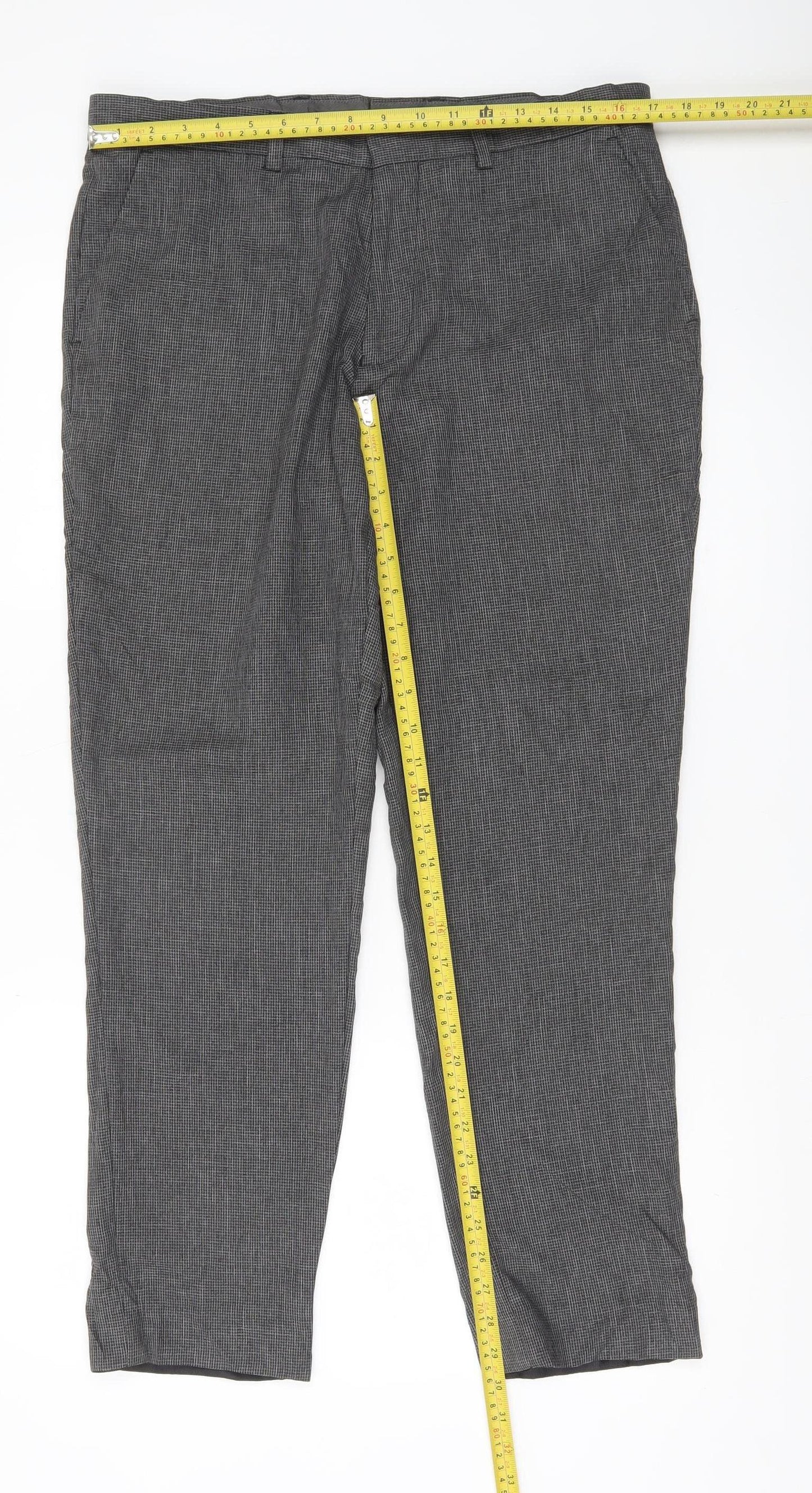 Taylor & Wright Men’s Grey Check Dress Trousers Size 34S