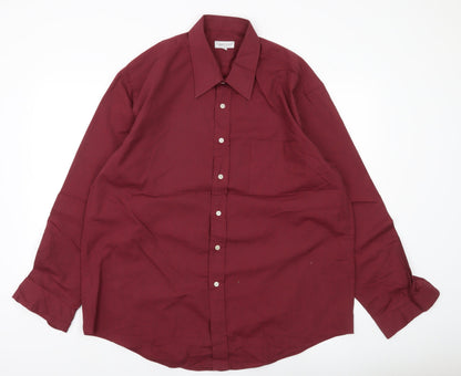 Copperstone Men's Red 17.5 Long Sleeve Button-Up Shirt Smart Casual
