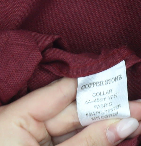 Copperstone Men's Red 17.5 Long Sleeve Button-Up Shirt Smart Casual