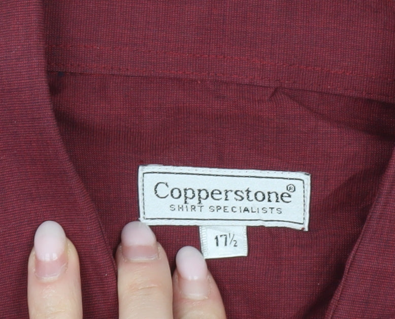 Copperstone Men's Red 17.5 Long Sleeve Button-Up Shirt Smart Casual