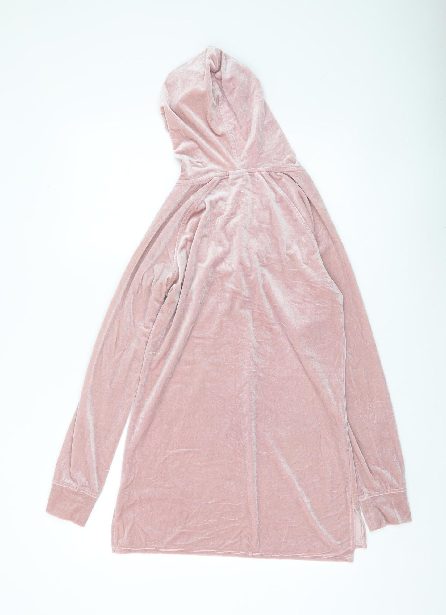 Material Girl Women’s Pink Velvet Lace Up Hoodie Tunic M