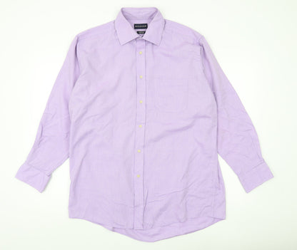 Rochas Men’s Purple Cotton Rich Long Sleeve Dress Shirt 16.5” Regular Fit