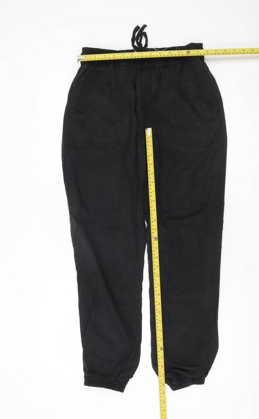 Fat Face Womens Black Viscose Jogger Trousers Size 10