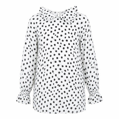 Marks and Spencer Women’s White Polka Dot Blouse Size 8 Ruffle Collar
