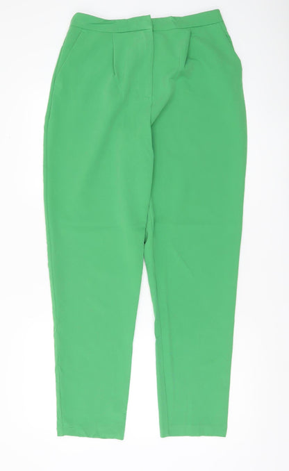 New Look Women Green Tapered Tall Trousers Size 12 Pleated Work Casual