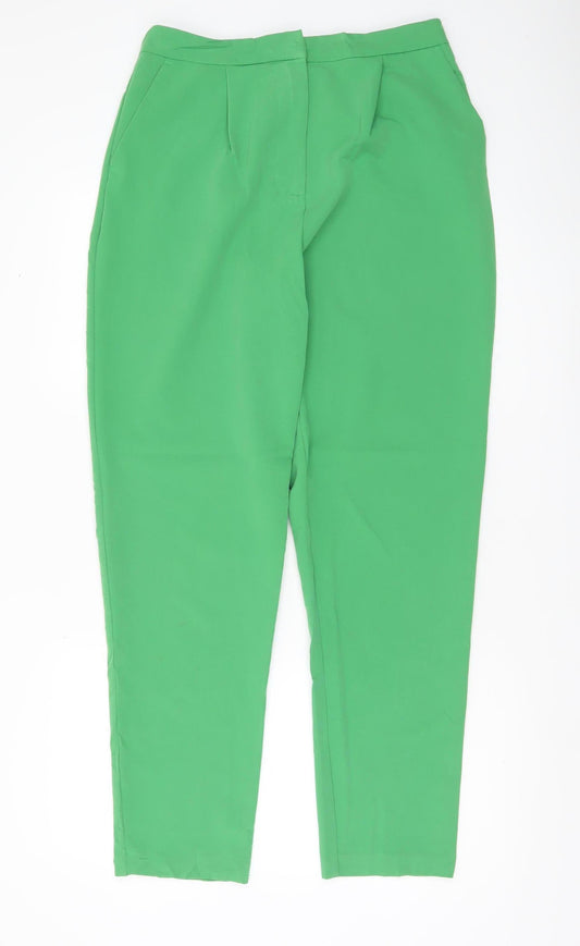 New Look Women Green Tapered Tall Trousers Size 12 Pleated Work Casual