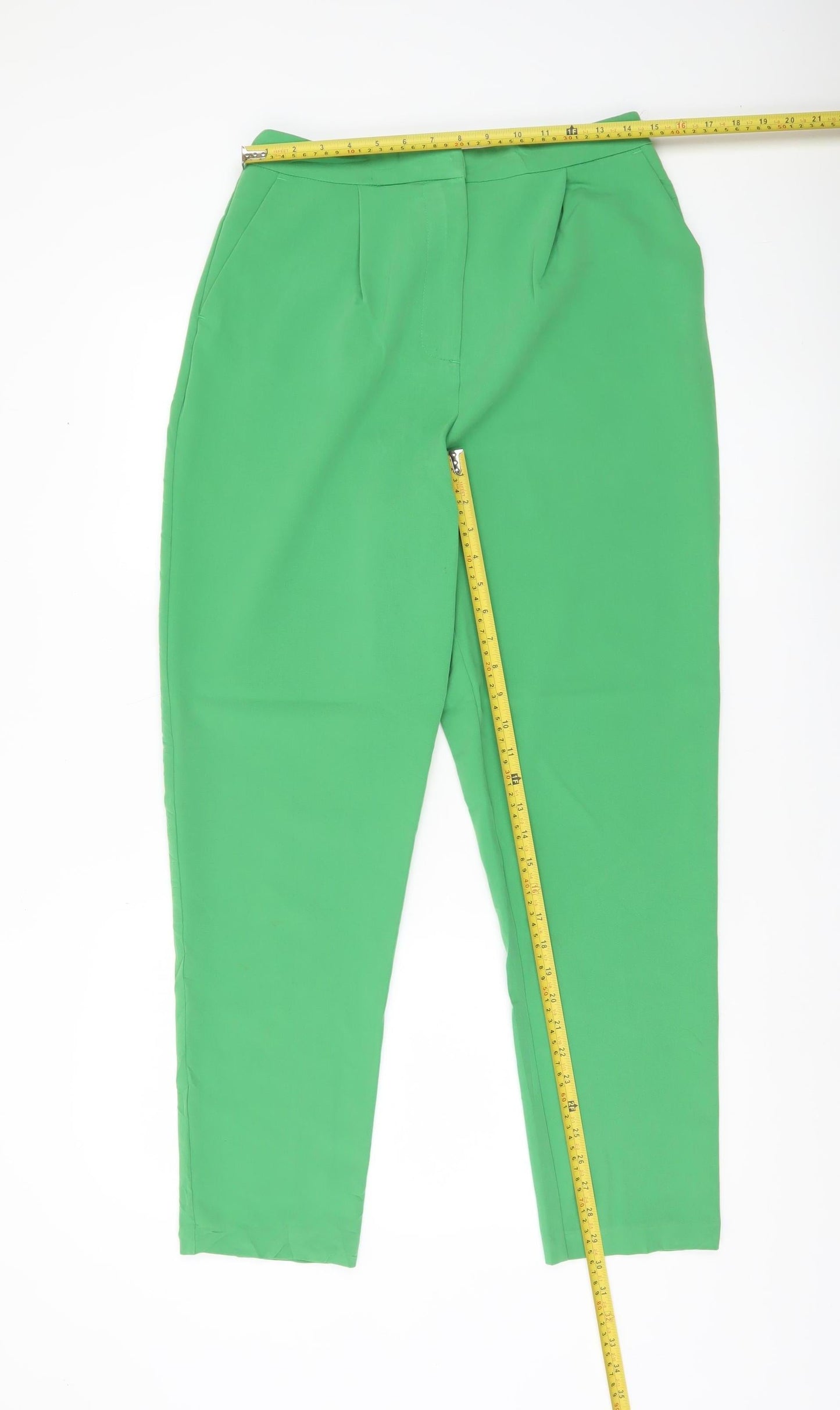 New Look Women Green Tapered Tall Trousers Size 12 Pleated Work Casual