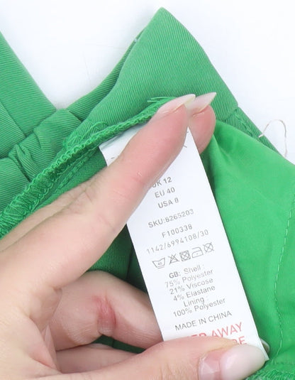 New Look Women Green Tapered Tall Trousers Size 12 Pleated Work Casual