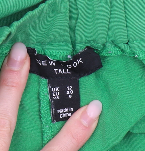 New Look Women Green Tapered Tall Trousers Size 12 Pleated Work Casual