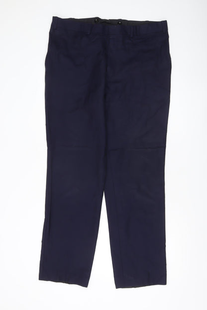 Mens UK Size 44R Chester Barrie Classic Fit Dress Pants Blue Trousers