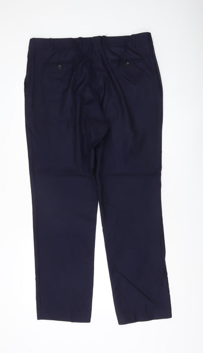 Mens UK Size 44R Chester Barrie Classic Fit Dress Pants Blue Trousers