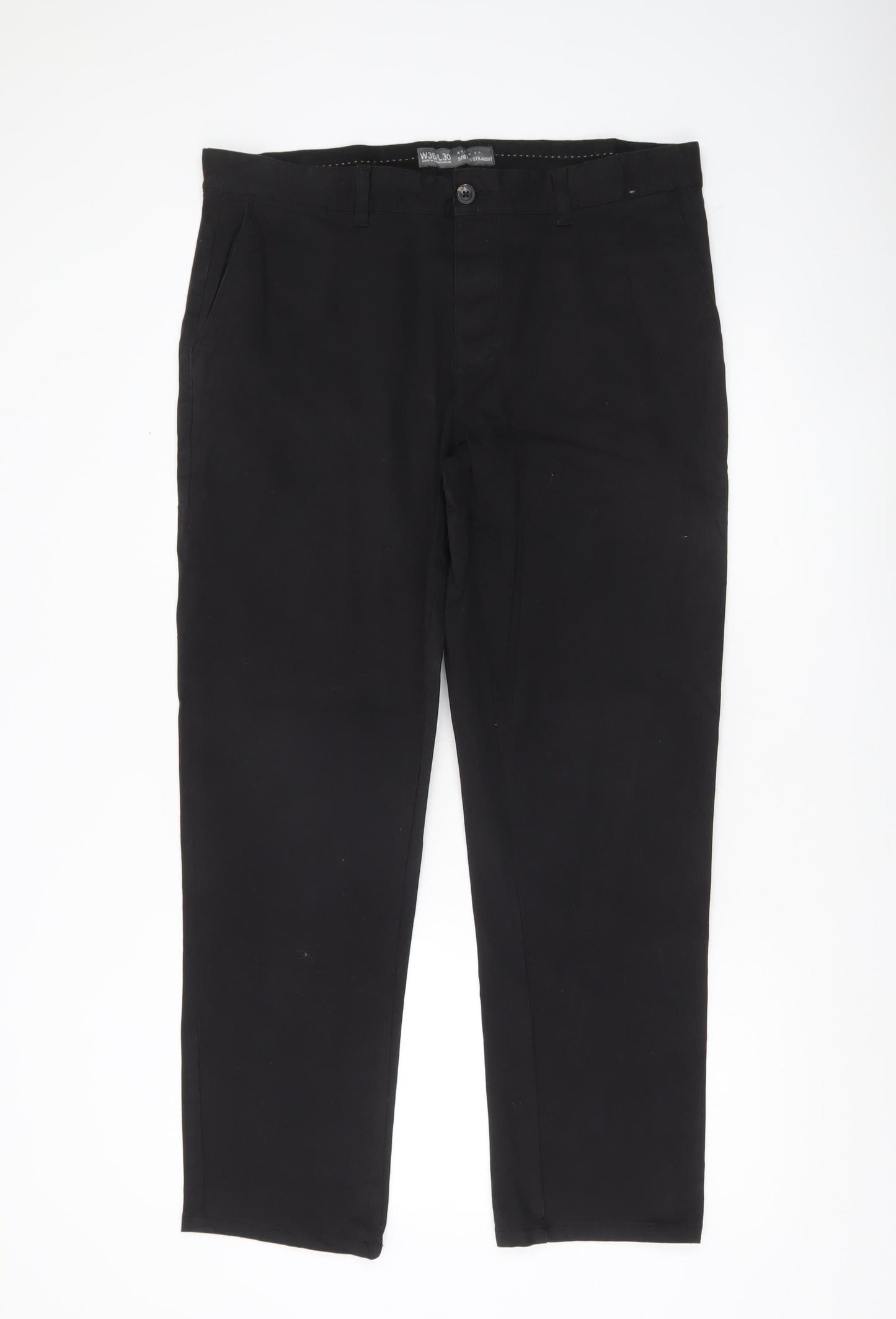 Denim Co. Men’s Black Chino Trousers W36 L30 Straight Fit