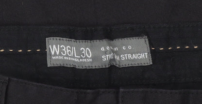 Denim Co. Men’s Black Chino Trousers W36 L30 Straight Fit