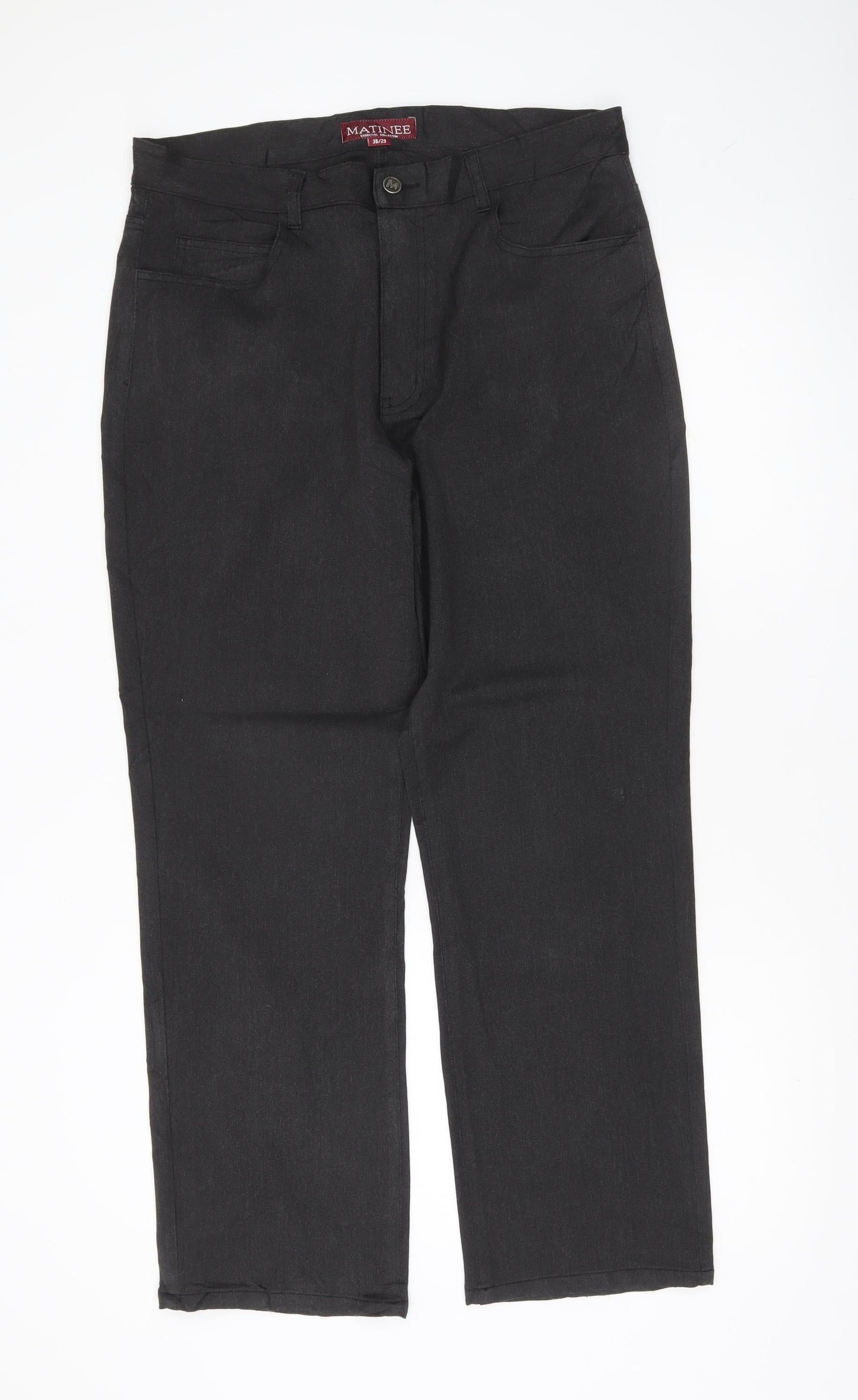 Matinee Mens Black Straight Leg Chino Trousers Size 36x29