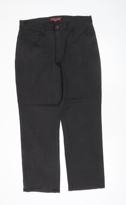 Matinee Mens Black Straight Leg Chino Trousers Size 36x29