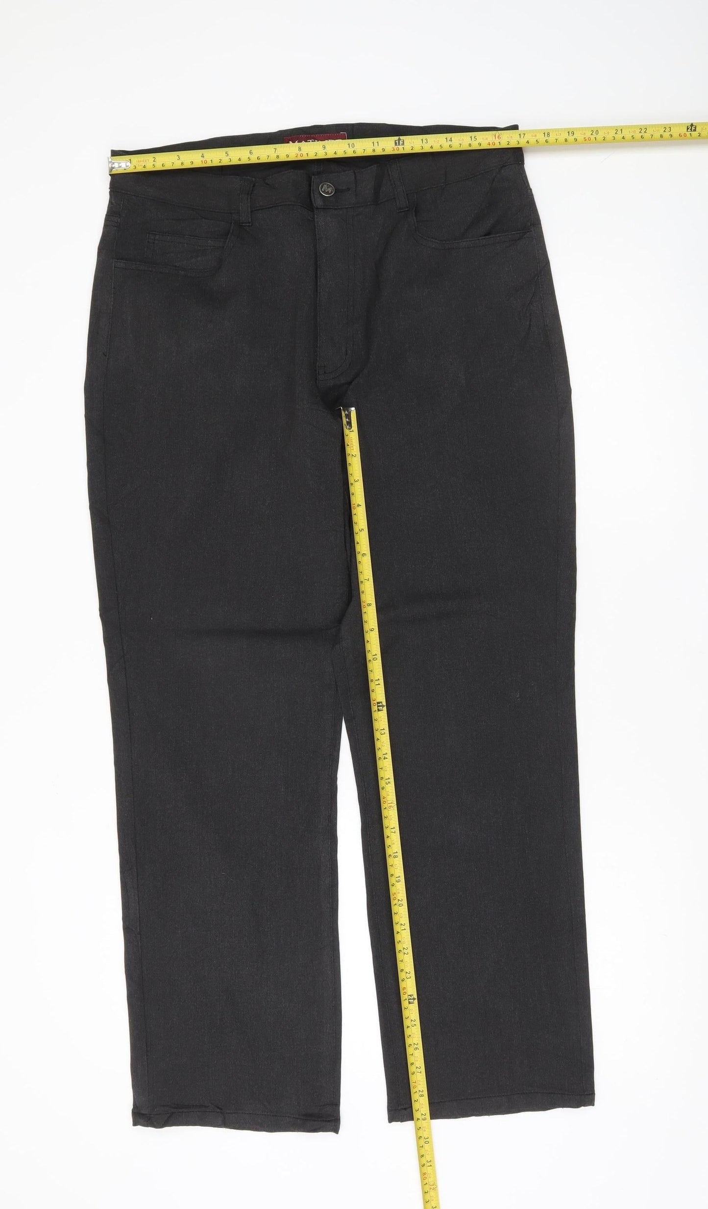 Matinee Mens Black Straight Leg Chino Trousers Size 36x29