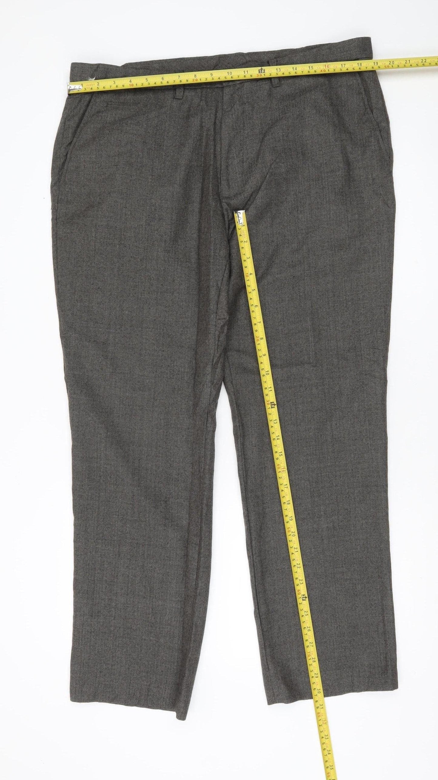 Next Men's Grey Wool Dress Pants Trousers Size 38R Regular Workwear