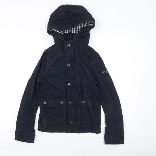 Additional front view of Abercrombie & Fitch boys’ blue hooded parka jacket coat, size 7-8, years