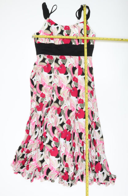 Roman Originals Women’s Multicoloured Floral Midi Dress Size 12 Sleeveless Fit & Flare