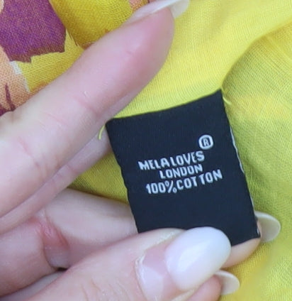 Mela Loves London Women’s Yellow Floral Maxi Dress Size S Cotton