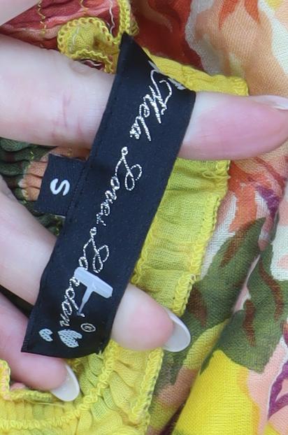 Mela Loves London Women’s Yellow Floral Maxi Dress Size S Cotton